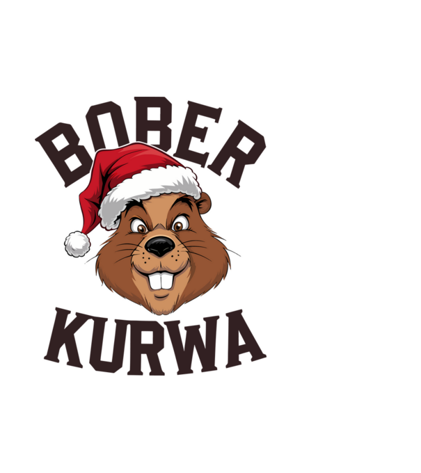 Bober kurwa xmas model alb pe tricou