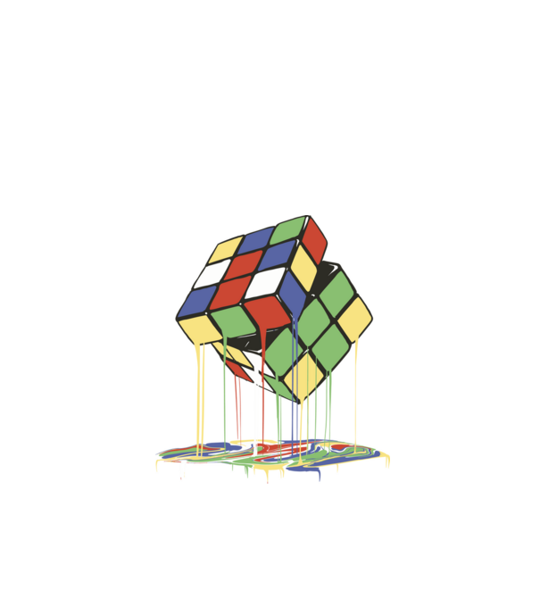 Melting Rubik cube model negru pe tricou