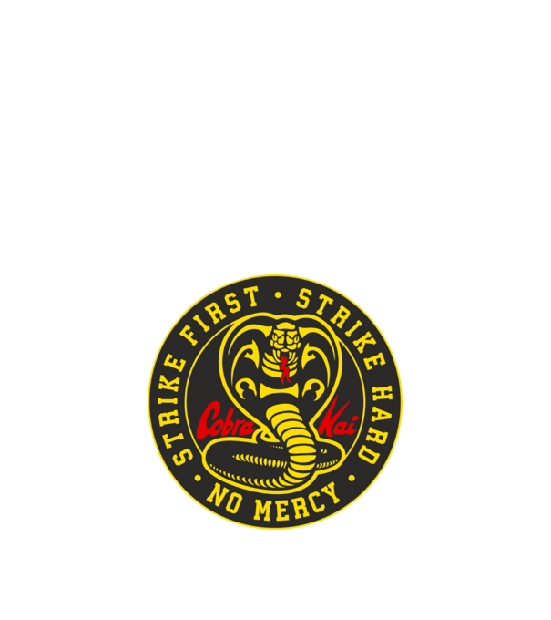 Strike first strike hard cobra kai model negru pe tricou