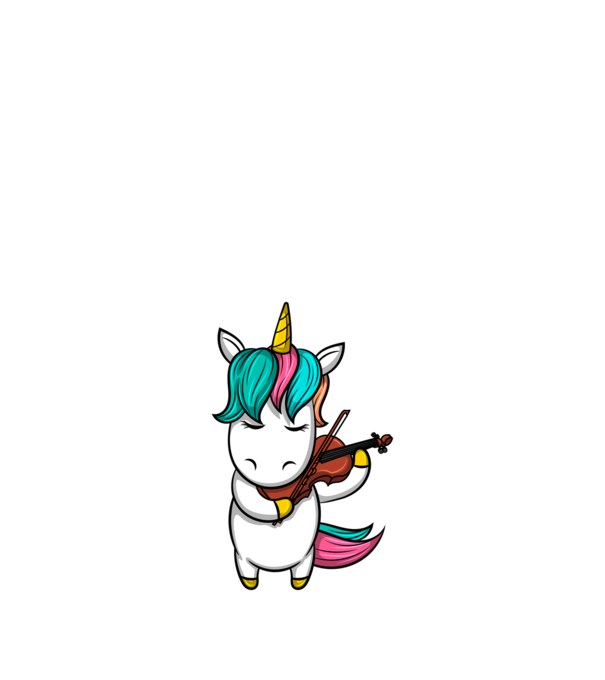 Unicorn Violin model alb pe tricou