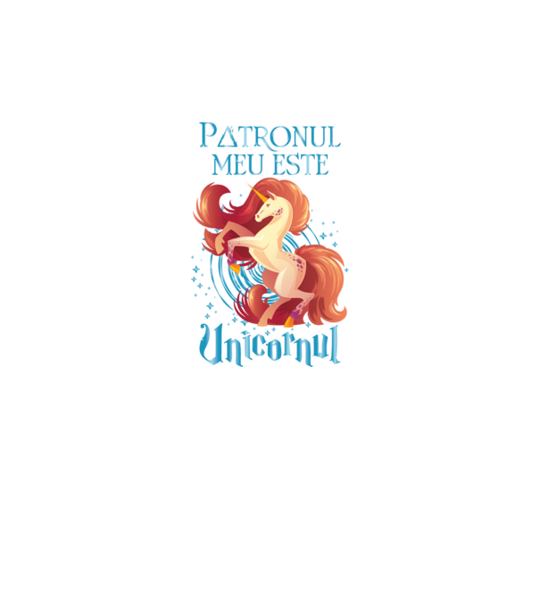 Patronul meu este UNICORNUL model negru pe tricou