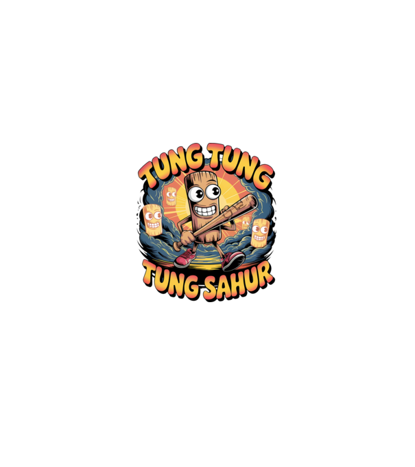 Tung Tung Tung Sahur Retro model negru pe tricou
