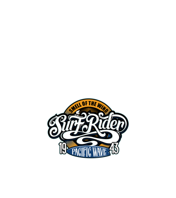 Surf Rider model negru pe tricou