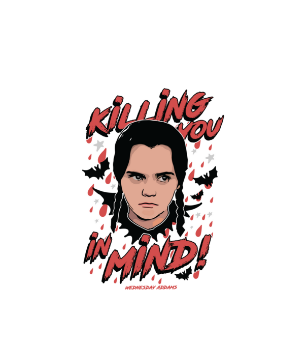 WEDNESDAY Killing You in my mind model alb pe tricou