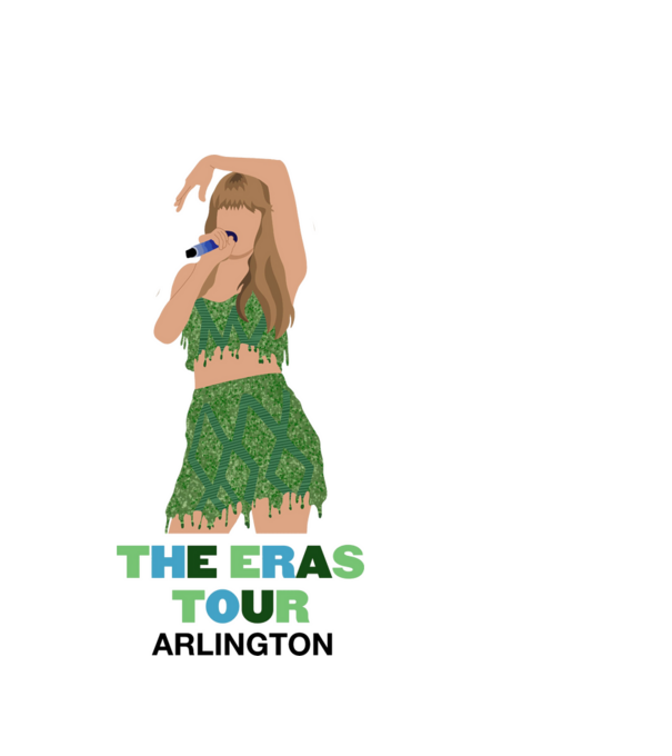 Taylor Swift The Eras Tour Arlington 2 model alb pe tricou