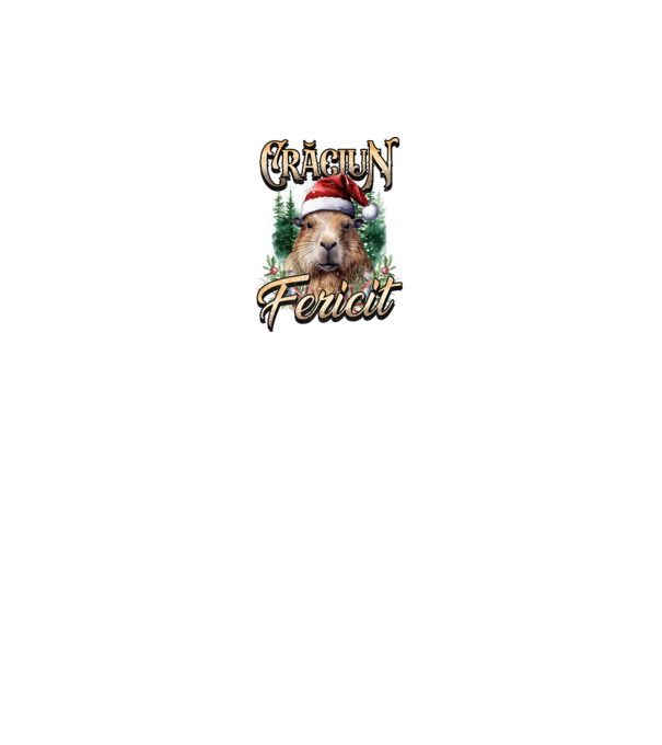 Capybara christmas model negru pe tricou
