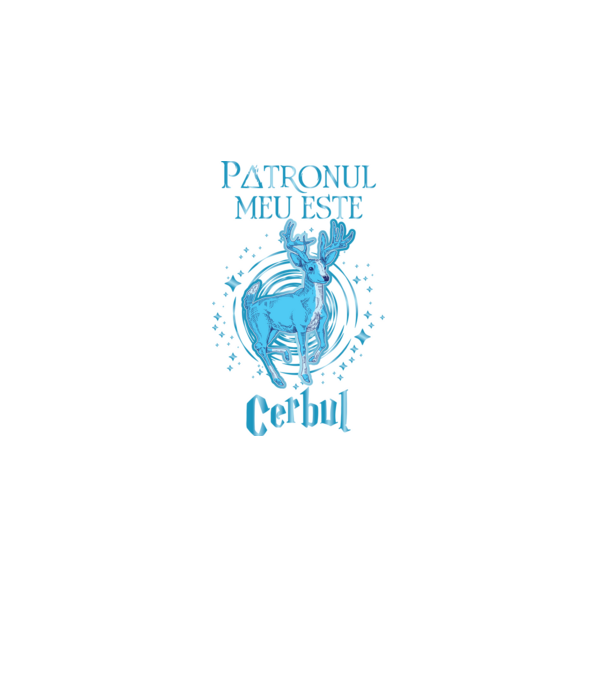 Patronul meu este CERBUL model negru pe tricou