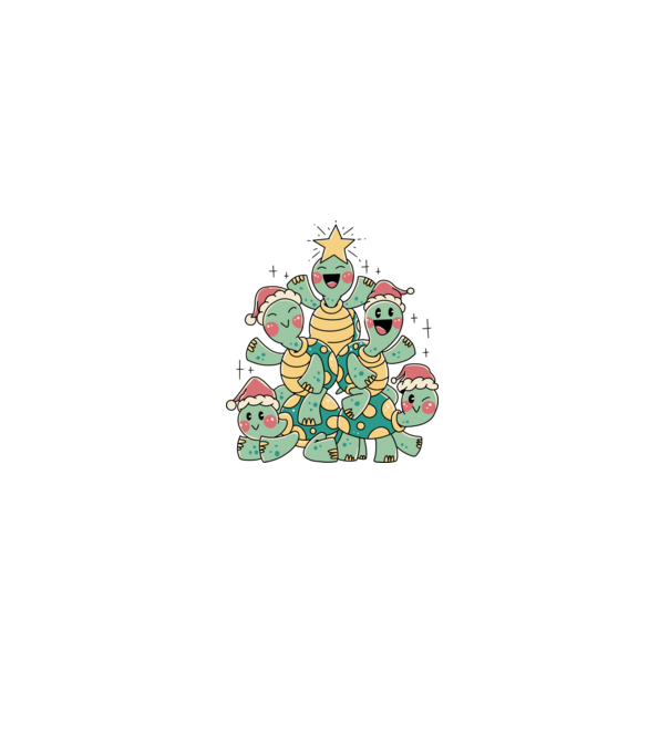 Turtle christmas tree model negru pe tricou