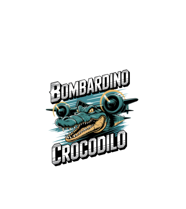 Bombardino Crocodilo 2 model negru pe tricou