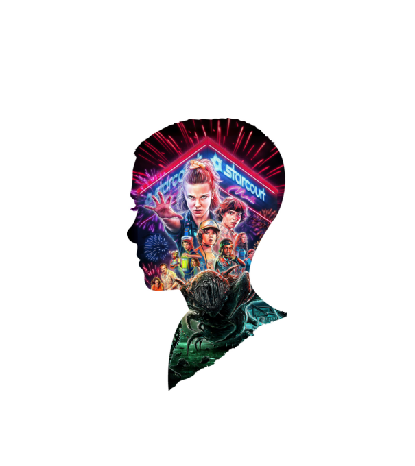 eleven poster head model alb pe tricou