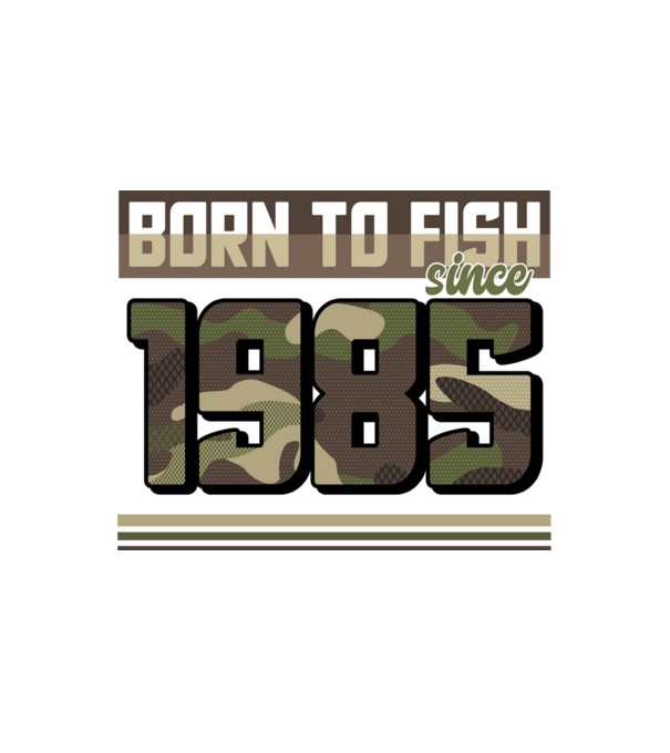 Born to fish since 1985 model alb pe tricou