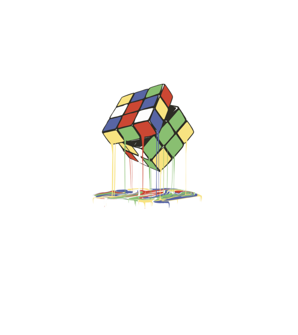 Melting Rubik cube model negru pe tricou