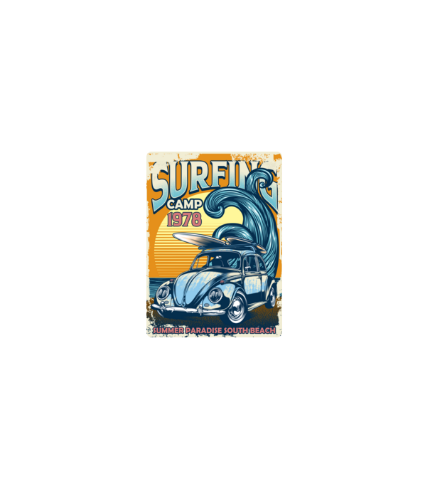 Surfer Camp model negru pe tricou