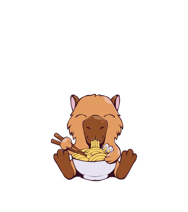 Capibară Ramen model alb pe tricou