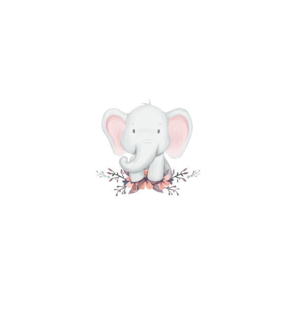 Elefant cu flori model alb pe tricou