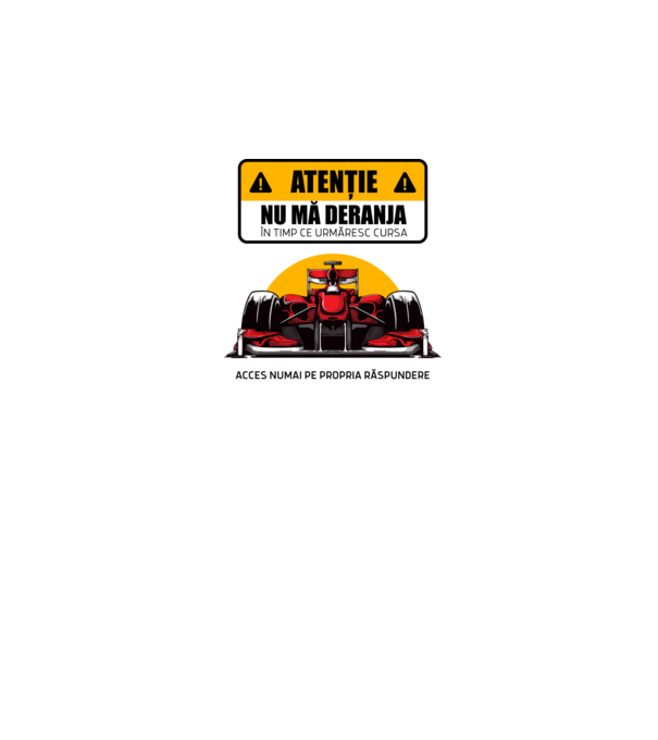 Atenție model alb pe tricou