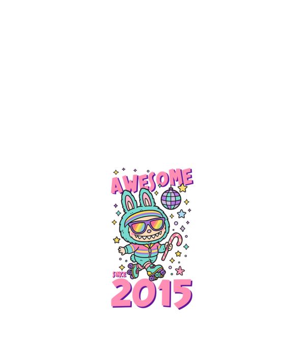 Awesome since 2015 - Labubu model alb pe tricou