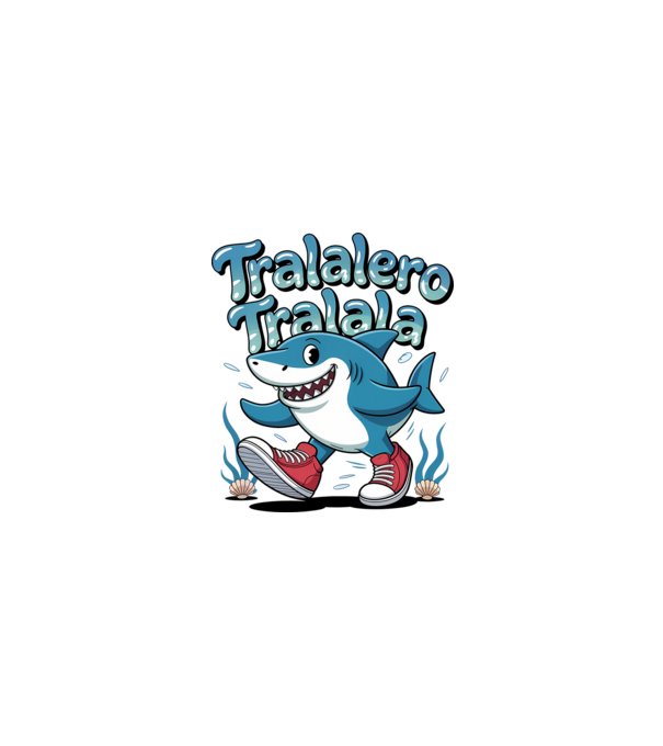 Tralalero Tralala drăguț model negru pe tricou