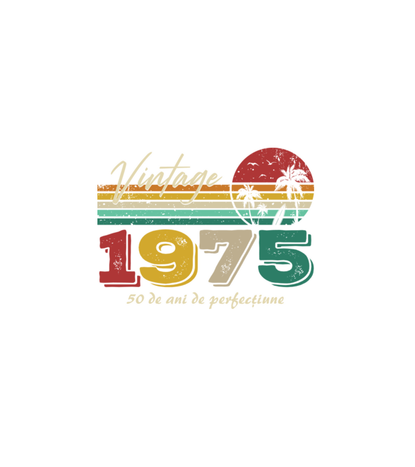 VINTAGE 1975 model negru pe tricou
