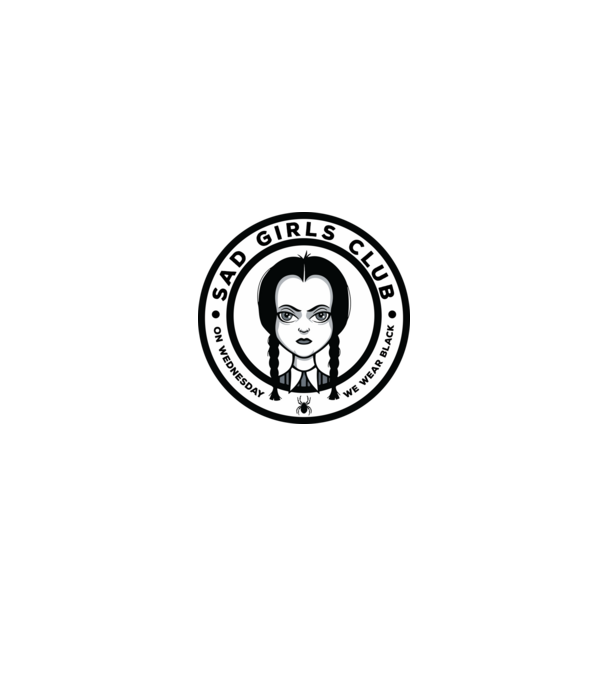 WEDNESDAY Sad Girls Club model negru pe tricou