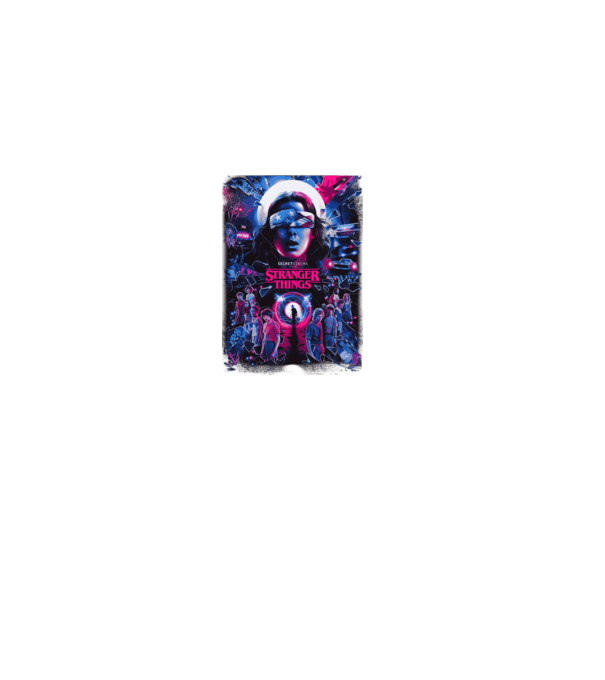 stranger things poster neon model negru pe tricou