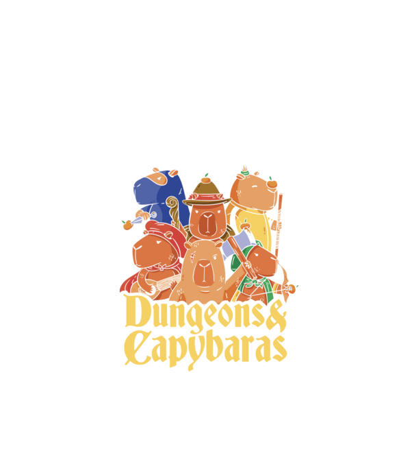 Dungeons and Capybaras model negru pe tricou