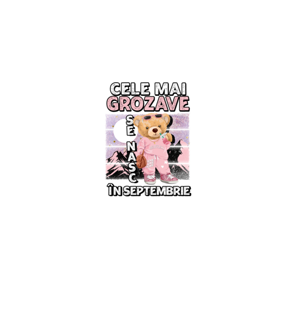 RETRO teddy fetişcană SEPTEMBRIE model negru pe tricou