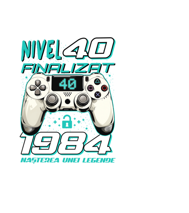 Nivel finalizat 40 1985 model negru pe tricou