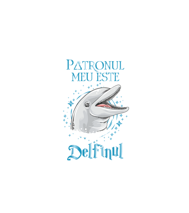 Patronul meu este DELFINUL model negru pe tricou