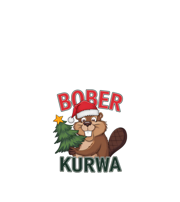 Bober kurwa Christmas model alb pe tricou