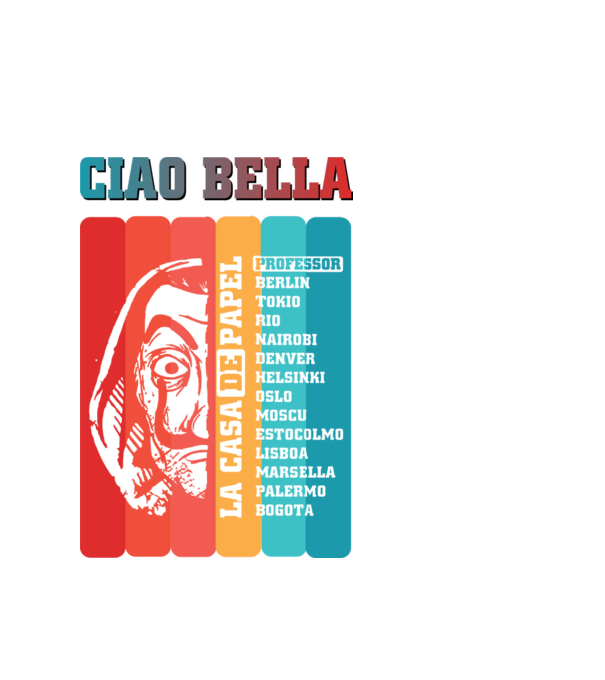 ciao bella retro model alb pe tricou