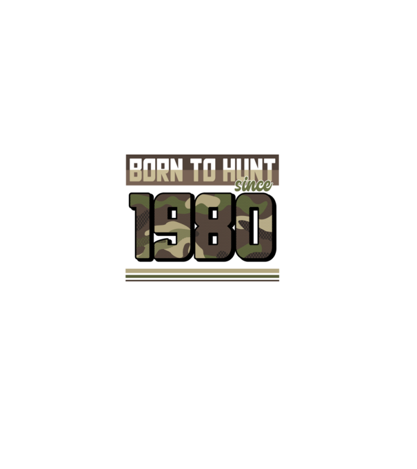 Born to hunt since 1980 model negru pe tricou