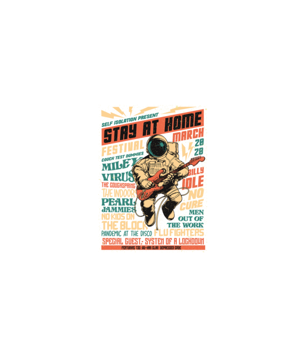 Stay at home festival model negru pe tricou