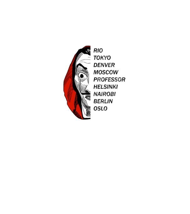 classic logo money heist white model alb pe tricou