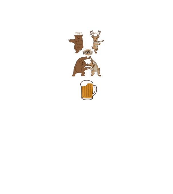 Bear deer beer model alb pe tricou
