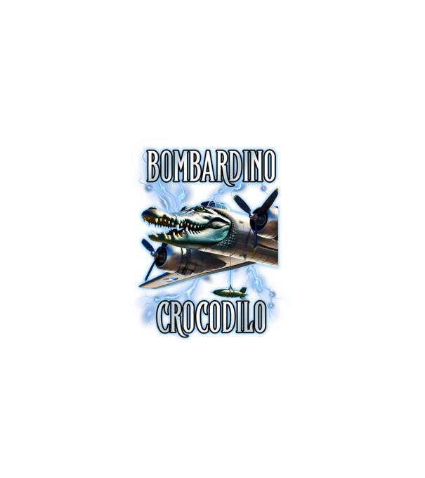 Bombardino Crocodilo model negru pe tricou