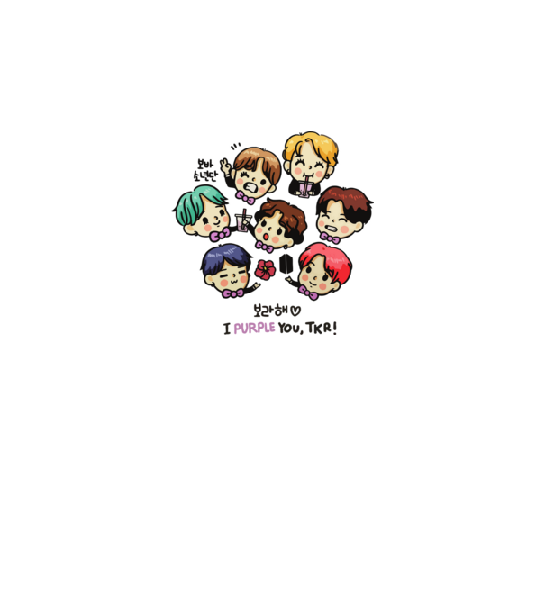 BTS chibi model alb pe tricou
