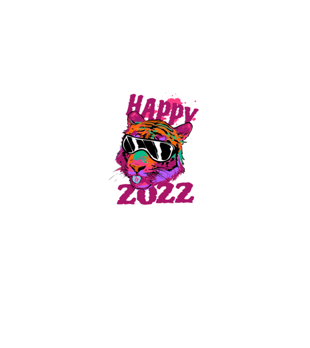 Happy 2022 tiger model alb pe tricou