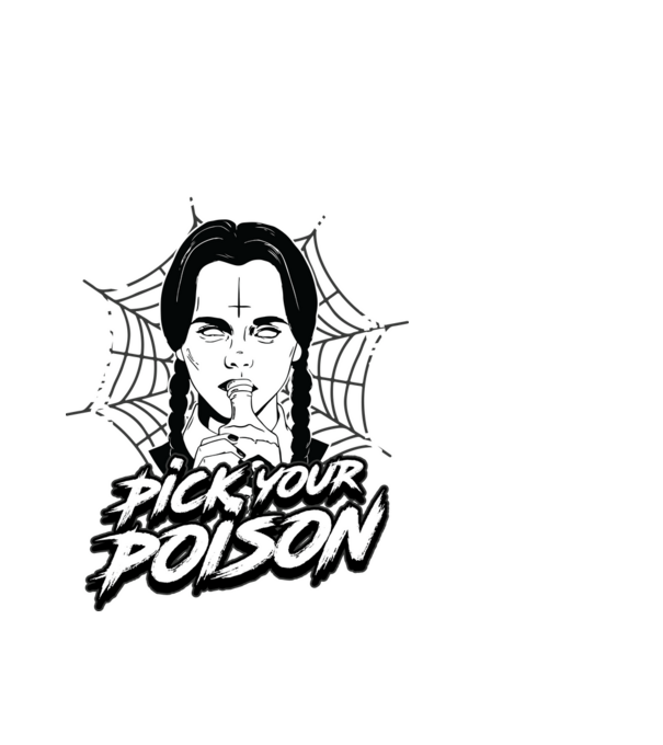 WEDNESDAY Pick your poison model alb pe tricou