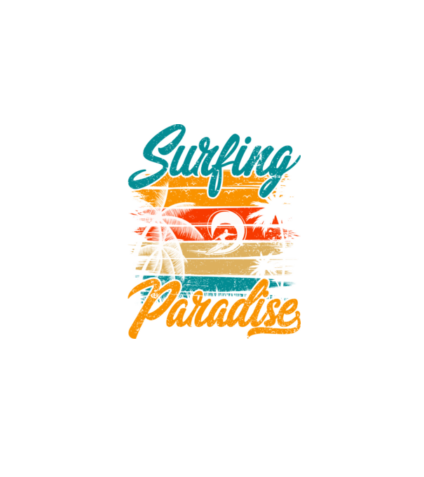 Surfing Paradise model negru pe tricou