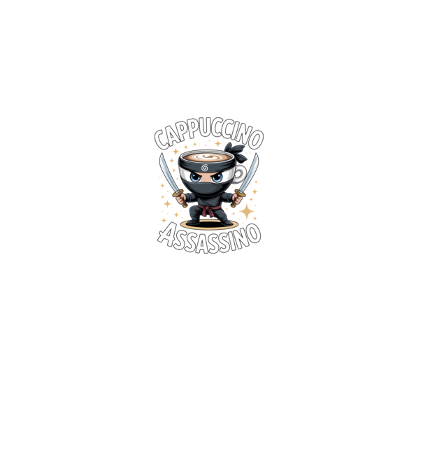 Cappuccino Assassino model negru pe tricou