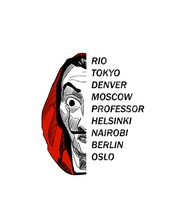 classic logo money heist white model alb pe tricou