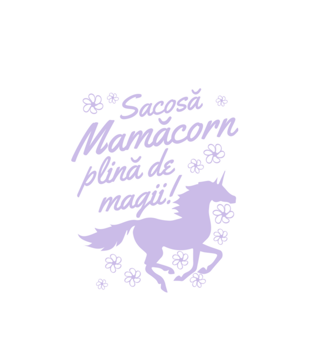 Sacoșă mamăcorn plină de magii! model alb pe tricou