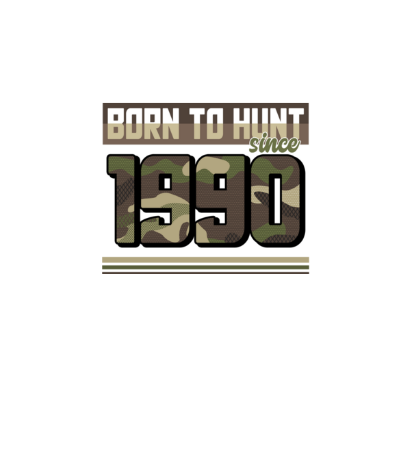 Born to hunt since 1990 model negru pe tricou