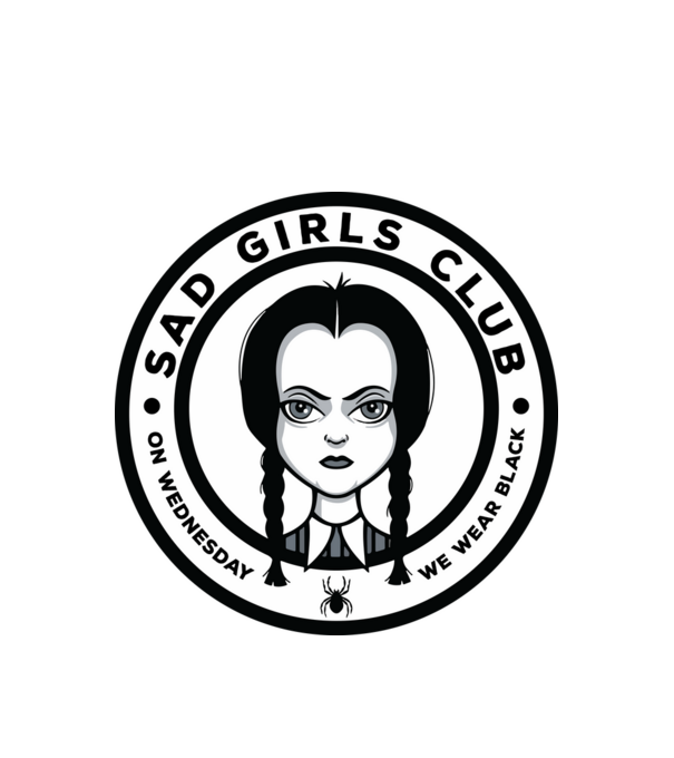 WEDNESDAY Sad Girls Club model alb pe tricou