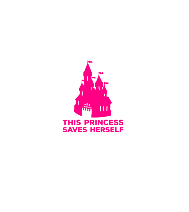 This princess saves herself model negru pe tricou