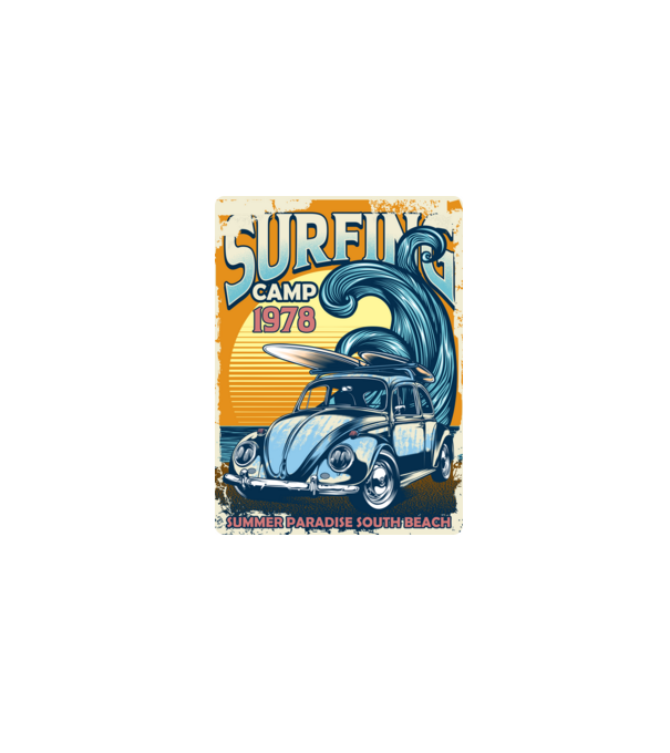 Surfer Camp model negru pe tricou