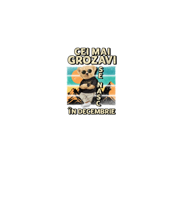 RETRO teddy DECEMBRIE model negru pe tricou