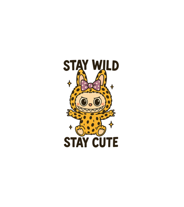 Stay wild - Labubu model alb pe tricou