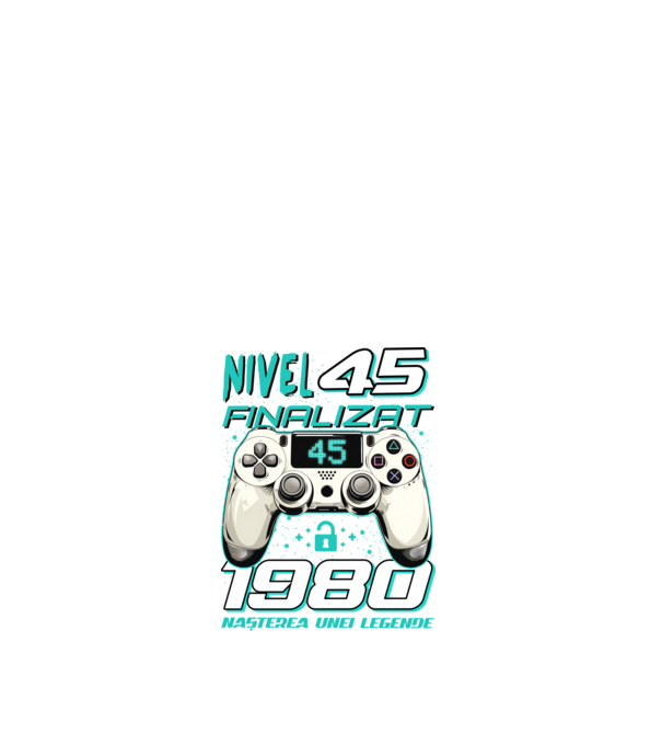 Nivel finalizat 45 1980 model alb pe tricou